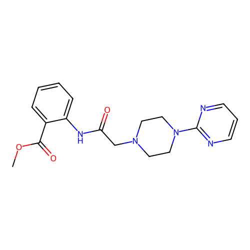 Methyl 2-({[4-(2-pyrimidinyl)-1-piperazinyl]acetyl}amino)benzoate structure