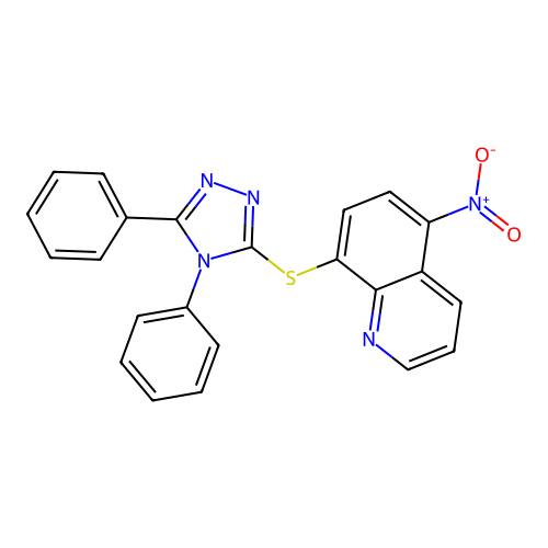 Quinoline, 8-((4,5-diphenyl-4H-1,2,4-triazol-3-yl)thio)-5-nitro- structure