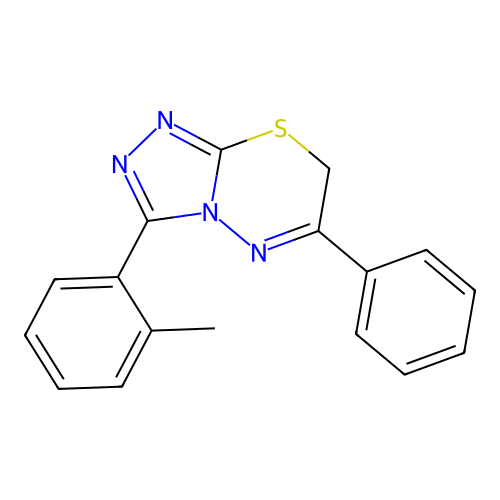 3-(2-methylphenyl)-6-phenyl-7H-[1,2,4]triazolo[3,4-b][1,3,4]thiadiazine structure