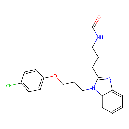 N-[3-[1-[3-(4-chlorophenoxy)propyl]benzimidazol-2-yl]propyl]formamide structure