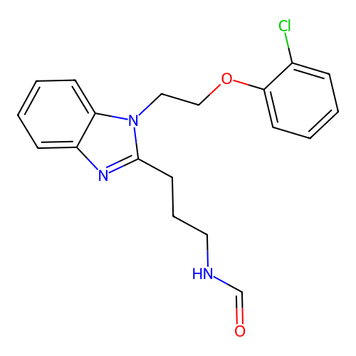 N-[3-[1-[2-(2-chlorophenoxy)ethyl]benzimidazol-2-yl]propyl]formamide structure
