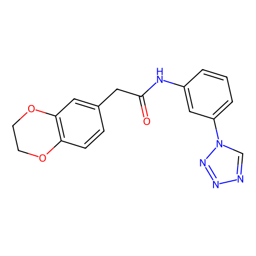 2-(2,3-dihydro-1,4-benzodioxin-6-yl)-N-[3-(1H-tetrazol-1-yl)phenyl]acetamide structure