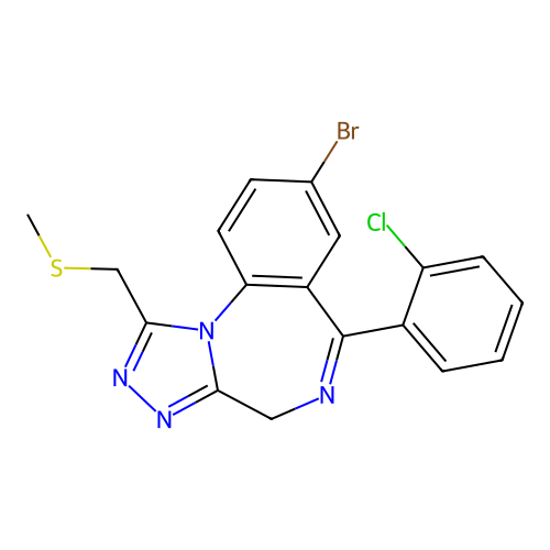 4H-(1,2,4)Triazolo(4,3-a)(1,4)benzodiazepine, 8-bromo-6-(2-chlorophenyl)-1-((methylthio)methyl)- structure