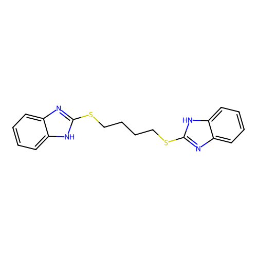 2-{[4-(1H-1,3-benzodiazol-2-ylsulfanyl)butyl]sulfanyl}-1H-1,3-benzodiazole structure