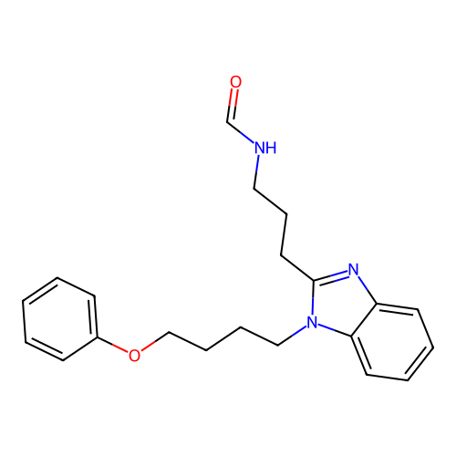 N-[3-[1-(4-phenoxybutyl)benzimidazol-2-yl]propyl]formamide structure
