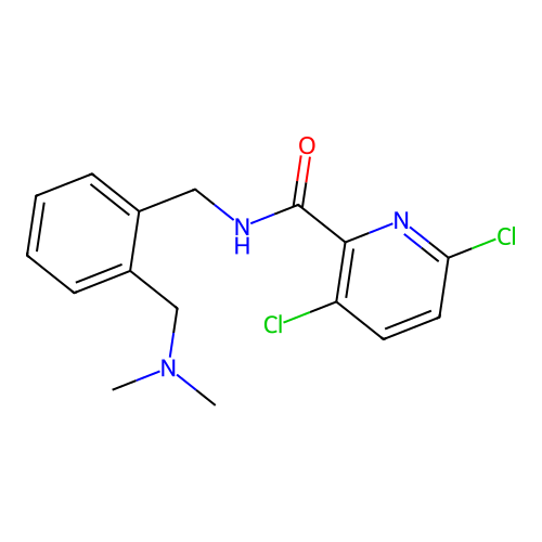 3,6-dichloro-N-({2-[(dimethylamino)methyl]phenyl}methyl)pyridine-2-carboxamide structure