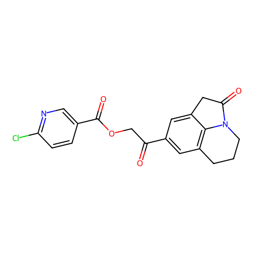 [2-oxo-2-(2-oxo-1-azatricyclo[6.3.1.04,12]dodeca-4,6,8(12)-trien-6-yl)ethyl] 6-chloropyridine-3-carboxylate structure
