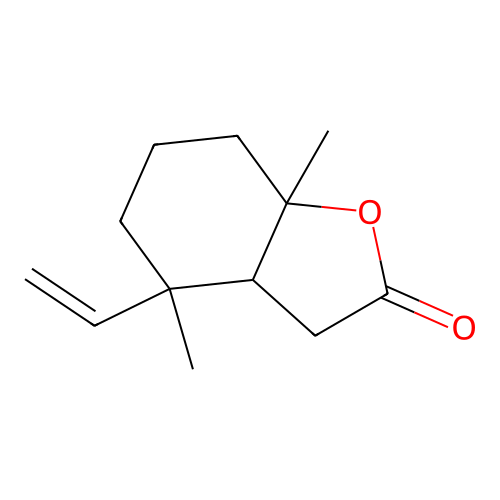 4-ethenyl-4,7a-dimethyl-3a,5,6,7-tetrahydro-3H-1-benzofuran-2-one structure