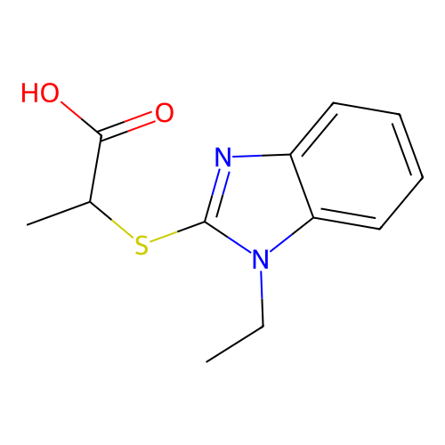 2-(1-Ethylbenzimidazol-2-yl)sulfanylpropanoic acid structure