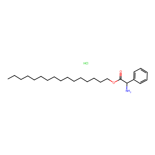 Benzeneacetic acid, alpha-amino-, hexadecyl ester, hydrochloride (1:1) structure