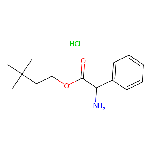 3,3-Dimethylbutyl amino(phenyl)acetate--hydrogen chloride (1/1) structure
