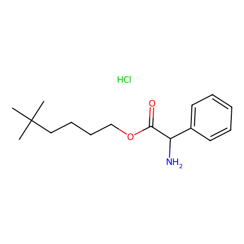 5,5-Dimethylhexyl amino(phenyl)acetate--hydrogen chloride (1/1) structure