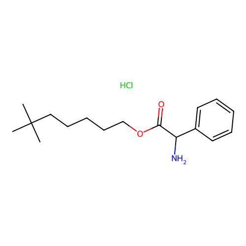 6,6-Dimethylheptyl amino(phenyl)acetate--hydrogen chloride (1/1) structure