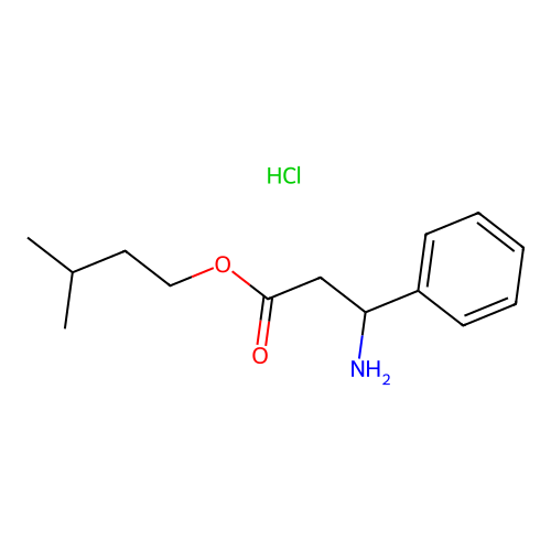 3-Methylbutyl 3-amino-3-phenylpropanoate--hydrogen chloride (1/1) structure