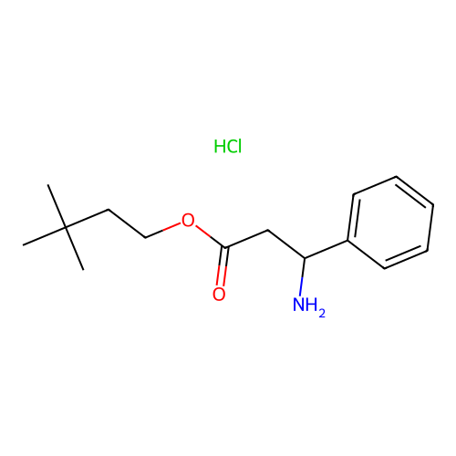 3,3-Dimethylbutyl 3-amino-3-phenylpropanoate--hydrogen chloride (1/1) structure