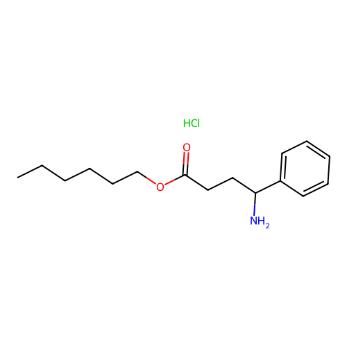 Hexyl 4-amino-4-phenylbutanoate--hydrogen chloride (1/1) structure
