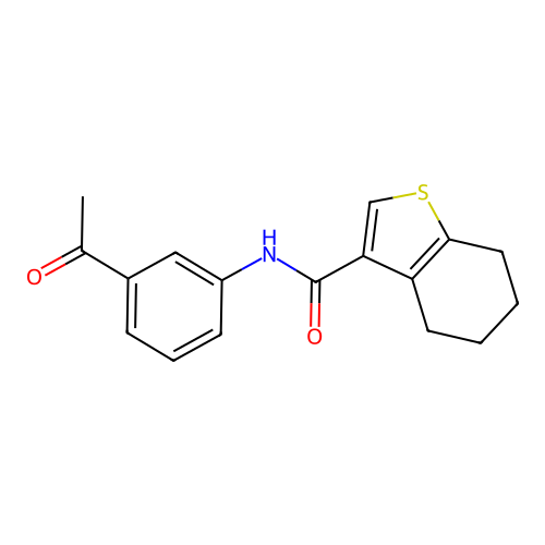N-(3-acetylphenyl)-4,5,6,7-tetrahydro-1-benzothiophene-3-carboxamide structure