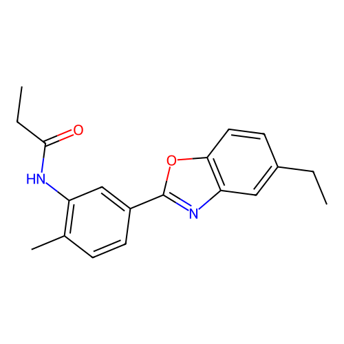 N-[5-(5-ethyl-1,3-benzoxazol-2-yl)-2-methylphenyl]propanamide structure