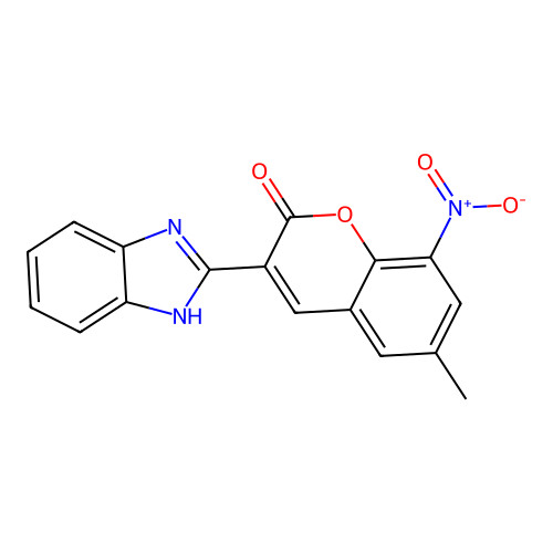 3-(1H-benzimidazol-2-yl)-6-methyl-8-nitro-2H-chromen-2-one structure