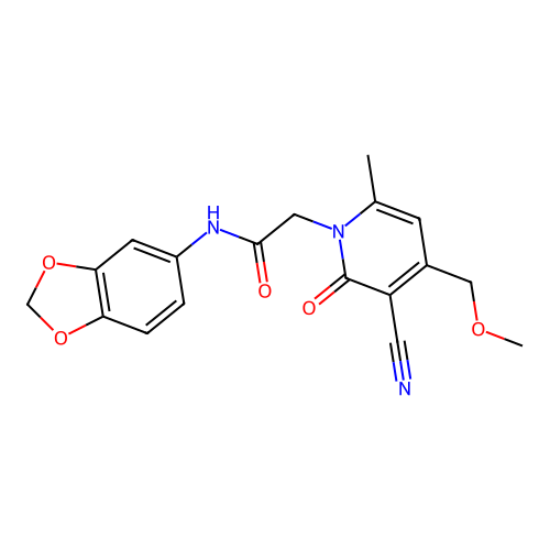 N-(1,3-benzodioxol-5-yl)-2-[3-cyano-4-(methoxymethyl)-6-methyl-2-oxopyridin-1(2H)-yl]acetamide structure