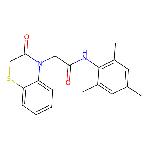 2-(3-oxo-1,4-benzothiazin-4-yl)-N-(2,4,6-trimethylphenyl)acetamide structure