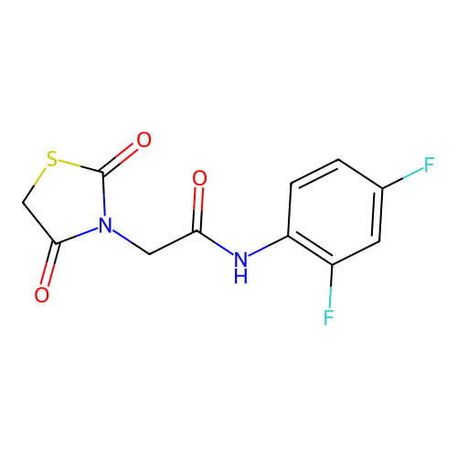N-(2,4-difluorophenyl)-2-(2,4-dioxo-1,3-thiazolidin-3-yl)acetamide structure