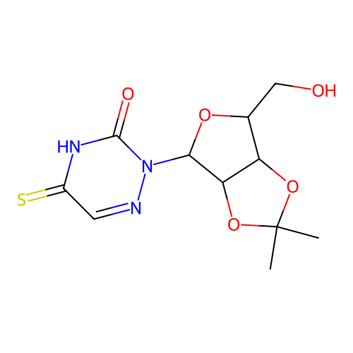 2-[6-(hydroxymethyl)-2,2-dimethyl-3a,4,6,6a-tetrahydrofuro[3,4-d][1,3]dioxol-4-yl]-5-sulfanylidene-1,2,4-triazin-3-one structure