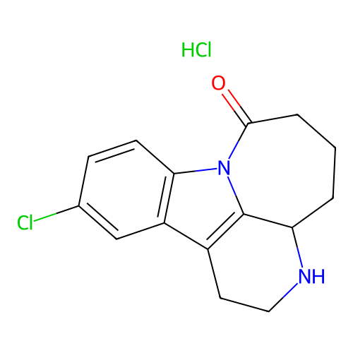 3,7a-Diazacyclohepta(jk)fluoren-7(1H)-one, 2,3,3a,4,5,6-hexahydro-10-chloro-, monohydrochloride, (+-)- structure