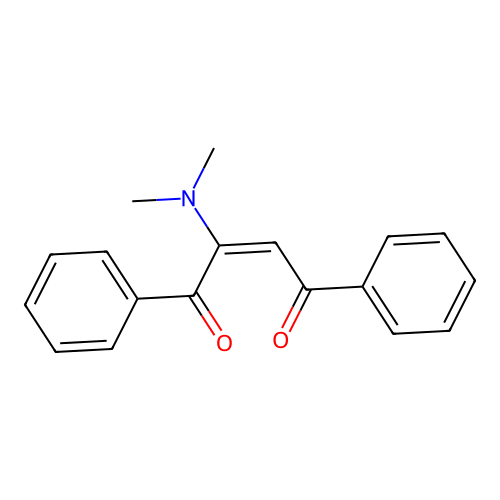 (E)-2-(dimethylamino)-1,4-diphenylbut-2-ene-1,4-dione structure
