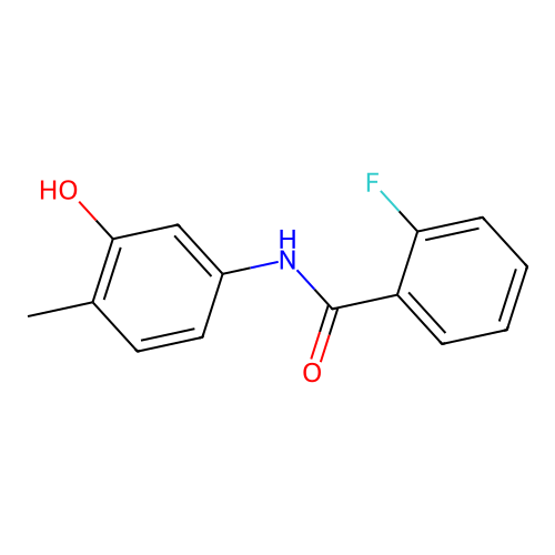 2-fluoro-N-(3-hydroxy-4-methylphenyl)benzamide structure