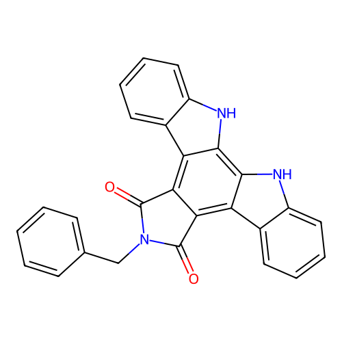 6-Benzyl-12,13-dihydro-5H-indolo[2,3-a]pyrrolo[3,4-c]carbazole-5,7(6H)-dione structure