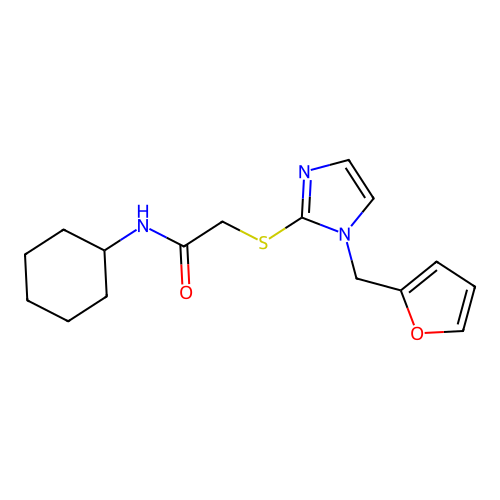 N-cyclohexyl-2-[1-(furan-2-ylmethyl)imidazol-2-yl]sulfanylacetamide structure