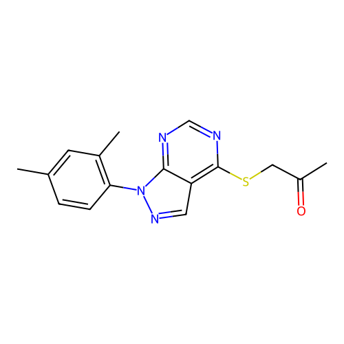 1-[1-(2,4-Dimethylphenyl)pyrazolo[3,4-d]pyrimidin-4-yl]sulfanylpropan-2-one structure