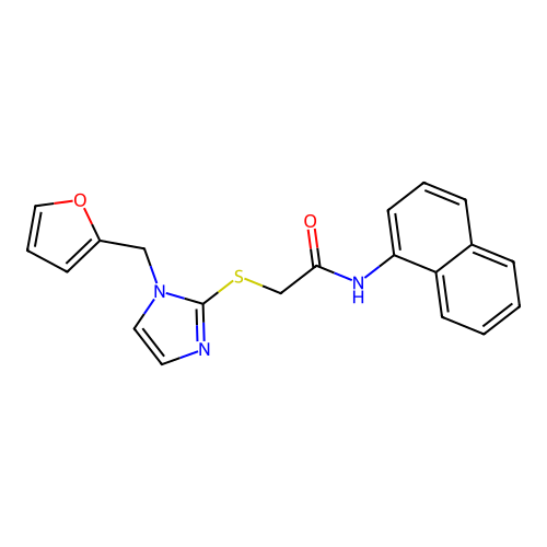 2-[1-(furan-2-ylmethyl)imidazol-2-yl]sulfanyl-N-naphthalen-1-ylacetamide structure