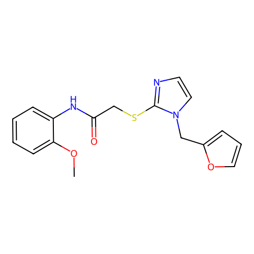 2-((1-(furan-2-ylmethyl)-1H-imidazol-2-yl)thio)-N-(2-methoxyphenyl)acetamide structure