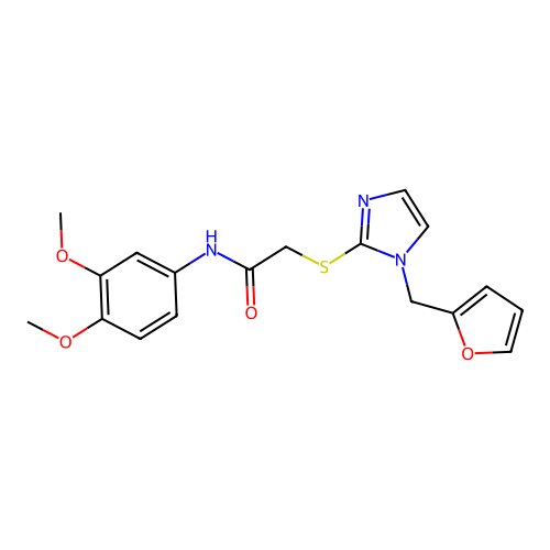 N-(3,4-dimethoxyphenyl)-2-[1-(furan-2-ylmethyl)imidazol-2-yl]sulfanylacetamide structure
