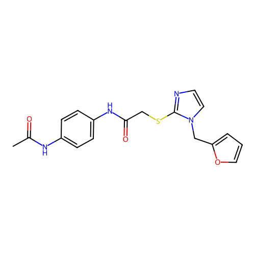 N-(4-acetamidophenyl)-2-[1-(furan-2-ylmethyl)imidazol-2-yl]sulfanylacetamide structure