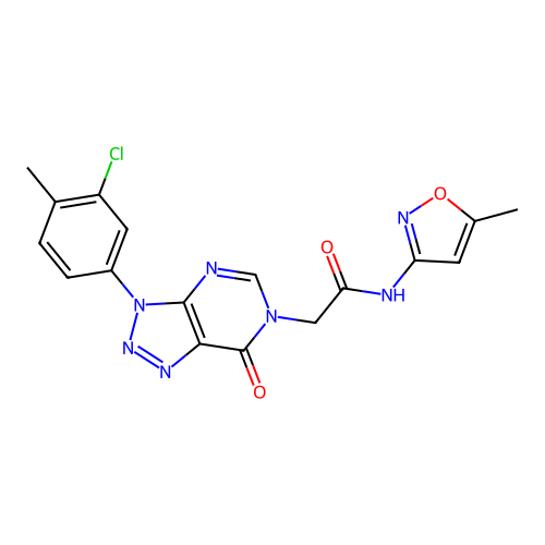2-(3-(3-chloro-4-methylphenyl)-7-oxo-3H-[1,2,3]triazolo[4,5-d]pyrimidin-6(7H)-yl)-N-(5-methylisoxazol-3-yl)acetamide structure