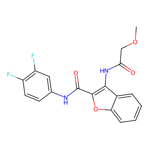 N-(3,4-difluorophenyl)-3-(2-methoxyacetamido)benzofuran-2-carboxamide structure
