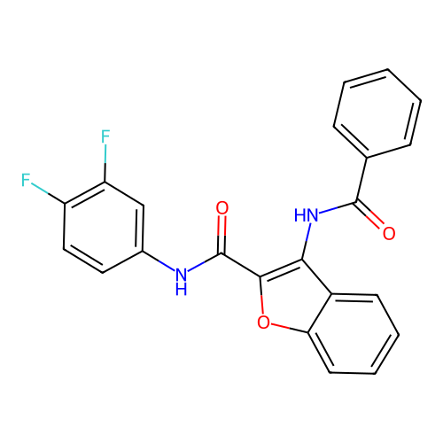 3-benzamido-N-(3,4-difluorophenyl)-1-benzofuran-2-carboxamide structure