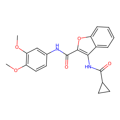 3-(cyclopropanecarboxamido)-N-(3,4-dimethoxyphenyl)benzofuran-2-carboxamide structure