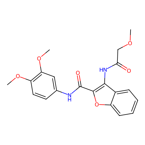 N-(3,4-dimethoxyphenyl)-3-[(2-methoxyacetyl)amino]-1-benzofuran-2-carboxamide structure
