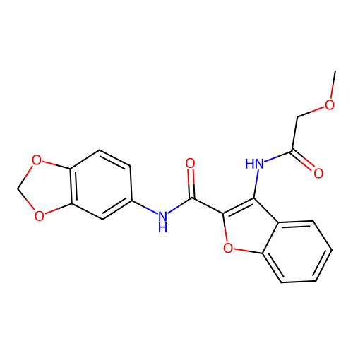 N-(1,3-benzodioxol-5-yl)-3-[(2-methoxy-1-oxoethyl)amino]-2-benzofurancarboxamide structure