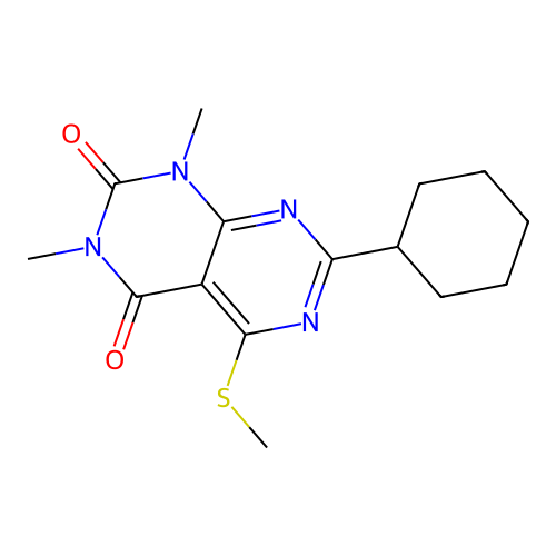 7-Cyclohexyl-1,3-dimethyl-5-methylsulfanylpyrimido[4,5-d]pyrimidine-2,4-dione structure