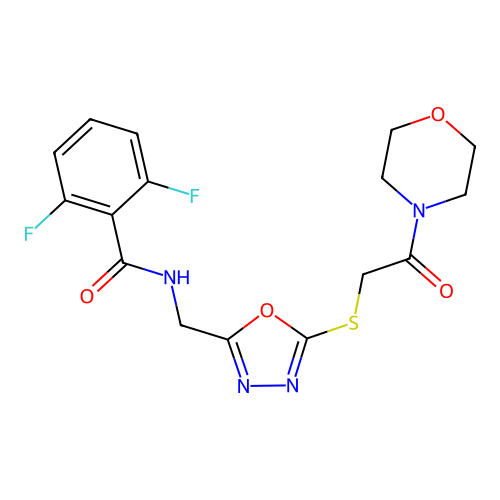 2,6-difluoro-N-[(5-{[2-(morpholin-4-yl)-2-oxoethyl]sulfanyl}-1,3,4-oxadiazol-2-yl)methyl]benzamide structure