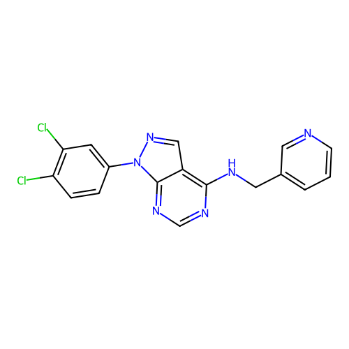 1-(3,4-dichlorophenyl)-N-(pyridin-3-ylmethyl)-1H-pyrazolo[3,4-d]pyrimidin-4-amine structure