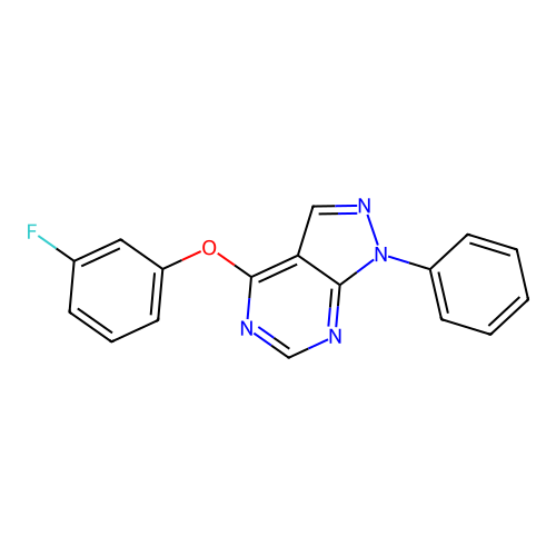 4-(3-fluorophenoxy)-1-phenyl-1H-pyrazolo[3,4-d]pyrimidine structure