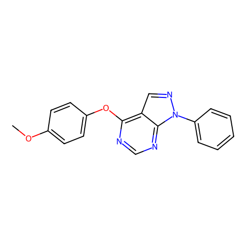 4-(4-methoxyphenoxy)-1-phenyl-1H-pyrazolo[3,4-d]pyrimidine structure