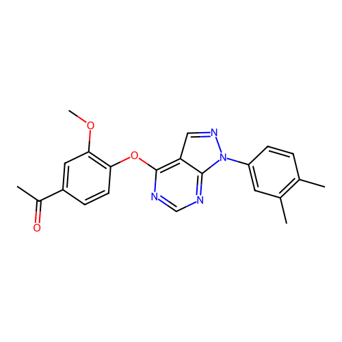 1-(4-((1-(3,4-dimethylphenyl)-1H-pyrazolo[3,4-d]pyrimidin-4-yl)oxy)-3-methoxyphenyl)ethanone structure