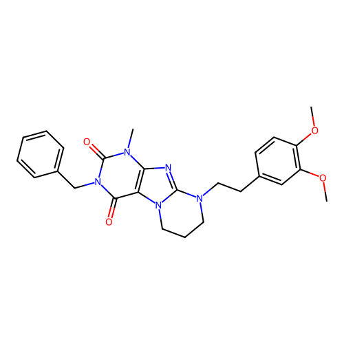 3-benzyl-9-(3,4-dimethoxyphenethyl)-1-methyl-6,7,8,9-tetrahydropyrimido[2,1-f]purine-2,4(1H,3H)-dione structure